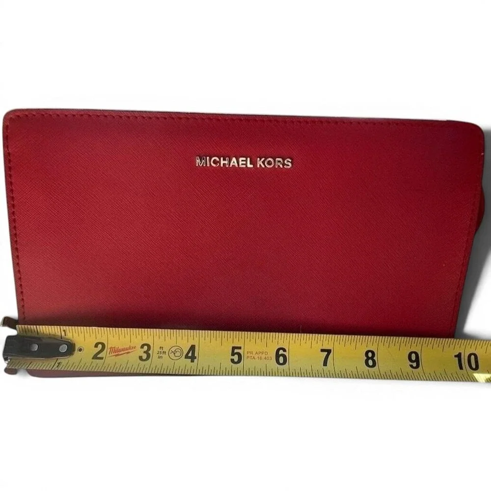 Crossbody Bag Michael Kors Jet Set Large Clutch Red Saffiano‎ Leather Wallet